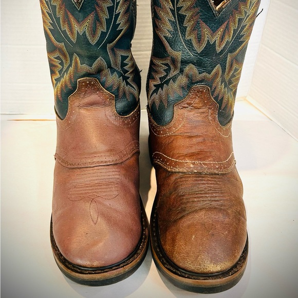 Justin Boots men's western roper work boots cowboy brown leather rodeo 10.5EE - Picture 5 of 9